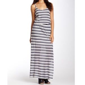 Splendid Marina Navy Blue White Stripe V Neck Sleeveless Viscose Maxi Dress S